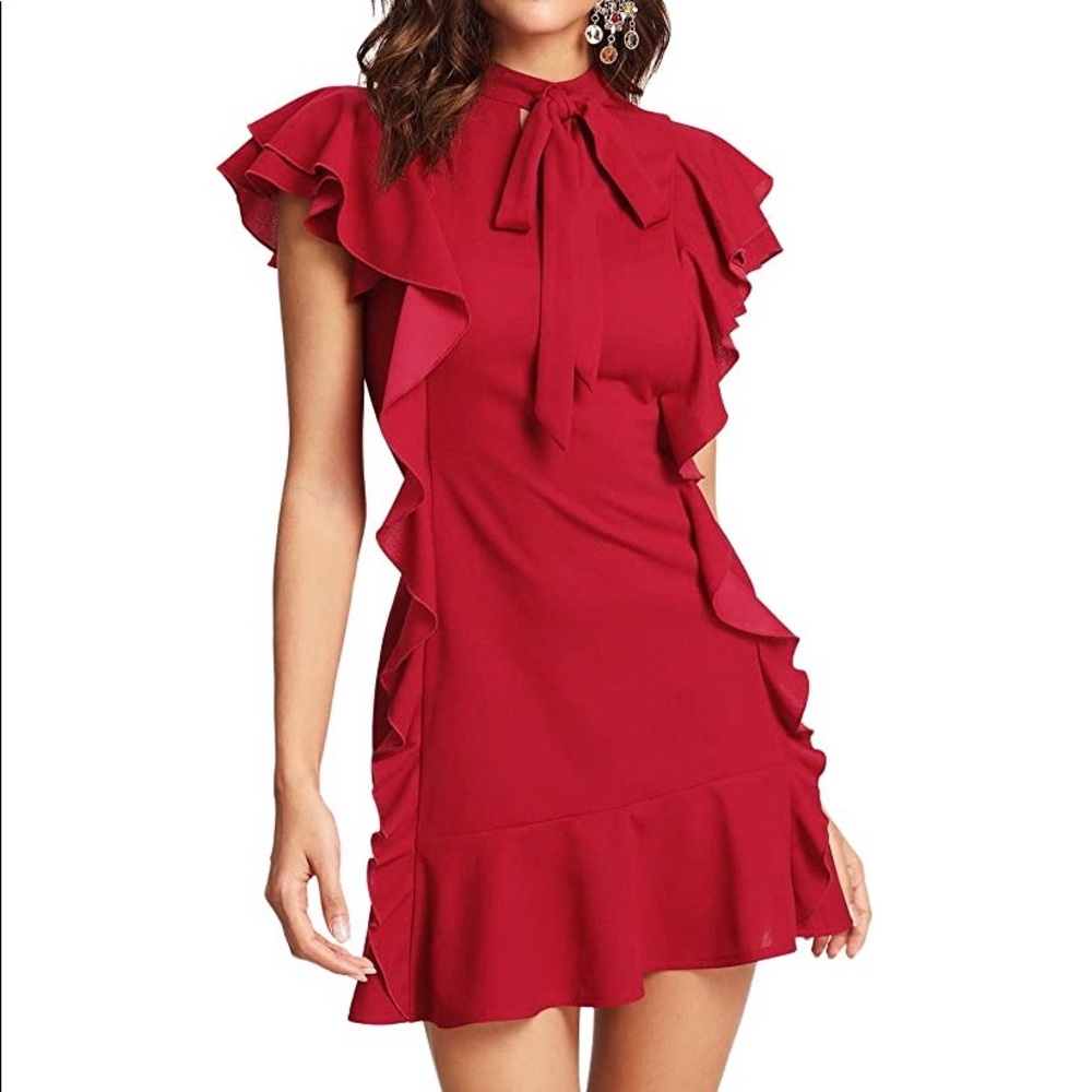 Red dress purchased from Amazon